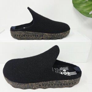 Asportuguesas Fly London Come Mule Black Wool Cork Womens 37 US 6.5 - 7 Slip On